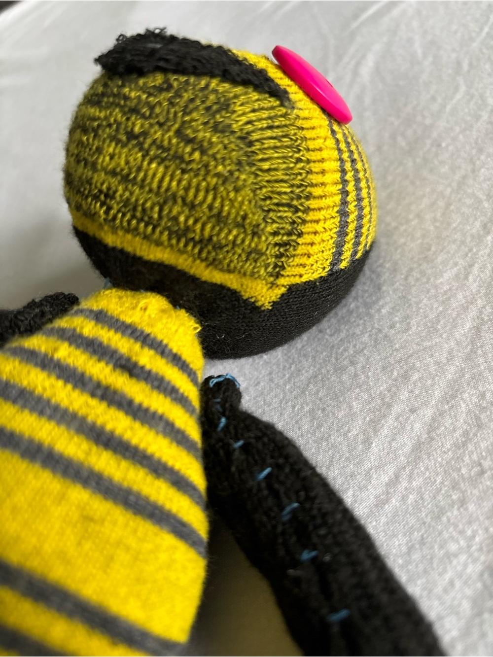 Handmade Yellow & Black Striped Plush Bee Toy – Kids Accessory